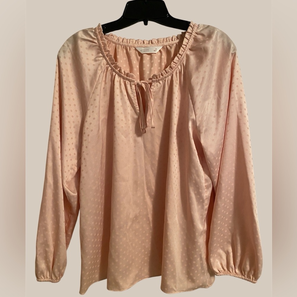 LC Lauren Conrad Cute Pink Polka Dot Blouse Size M